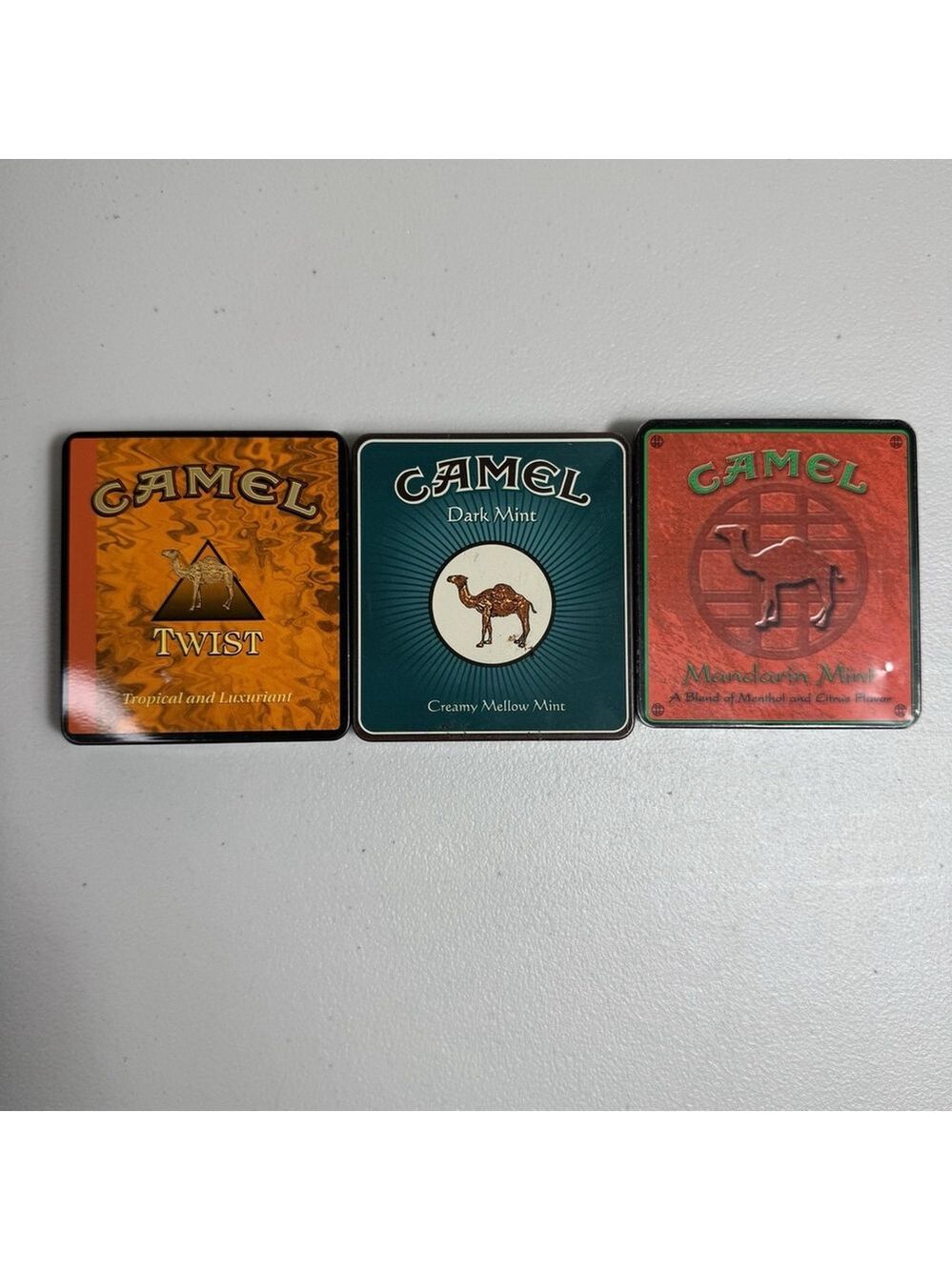 Lot Of 3 Vintage Camel Tins - Twist, Dark Mint, Mandarin Mint - Rare Collectible